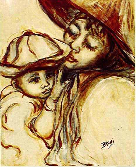 early work,mother and child, 1976, acrylic.JPG (72668 bytes)